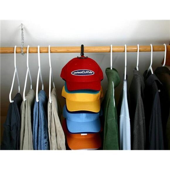 Perfect Curve Cap Rack Hat Organizer Over Door Wall Mount Holds 18 Baseball Caps - Picture 4 of 7